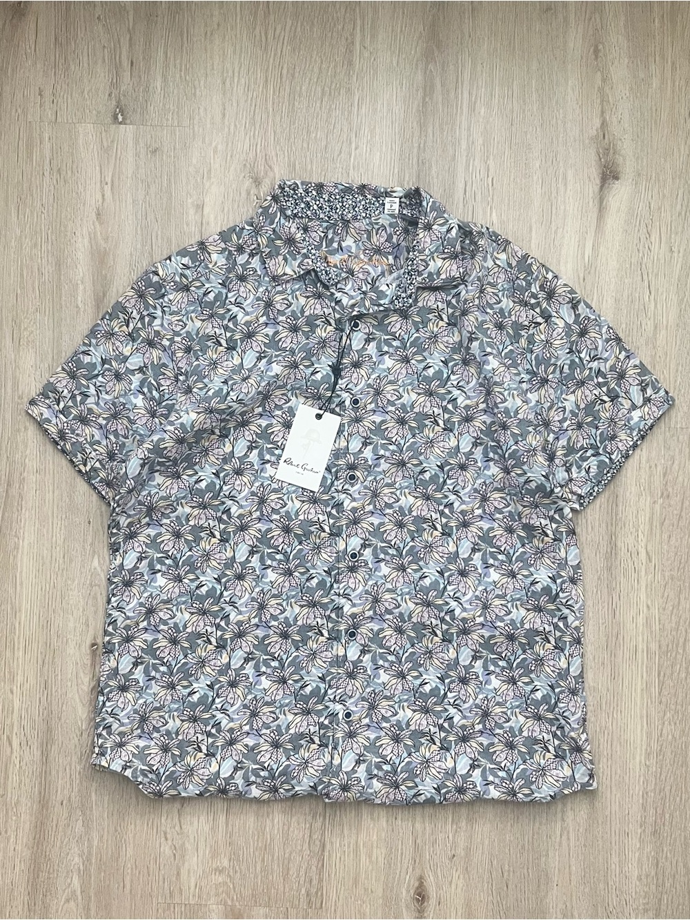 Robert Graham Rocco Floral Print Short Sleeve Shirt Mens Small Multicolor $188